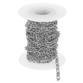 sourcing map 16.4Feet Aluminum Link Chain, Link Cable Chain Twist Oval Plated Chain Bulk Craft Making Chain Roll for DIY, 5x4x1mm, 3:1(S:L), Silver