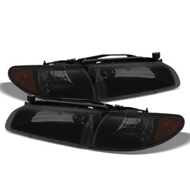 ACANII - For Upgrade Black Smoke 1997-2003 Pontiac Grand Prix Headlights w/Corner Signal Lamps Driver + Passenger Side