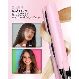 DORISILK Professioneller Haarglätter mit 500 Grad Hochtemperatur, 30 Sekunden schnelles Aufheizen des Keramik-Glätteisens, 2-in-1-Haarglätter und Lockenstab, Plasma-Glätteisen ohne Frizz, Pink