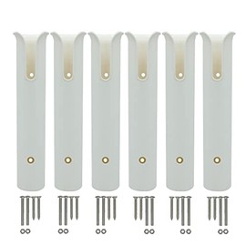 Fishing Rod Holder Racks Bracket Wall Mounted Boat Side Mount Tool Holder Tube Links with Screws 2/4/6 Pole Tube (6-TUBE White)