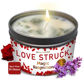 Magnificent 101 Love Struck Aromatherapy Tin Candle | 6 Oz - 35 Hour Burn | All Natural Soy Wax with Sage Rose Jasmine Lavender Lilac for Love Reignition, Purification, Manifestation, Chakra Healing