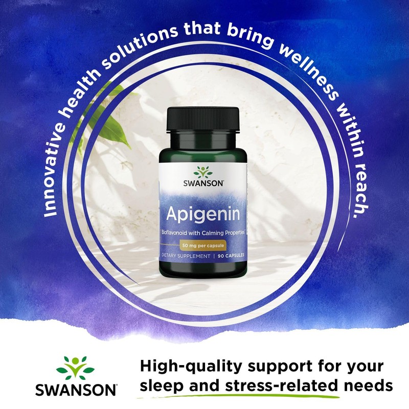 Swanson Apigenin Supplement, 50mg Capsules (90 Count), Helps Promote Sleep,