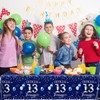 GREHUMOR 3pcs 13th Birthday Tablecloth Silver Blue Happy Birthday Decorations
