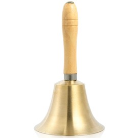 Hand Bell Metal Wooden Handle: Table Bell, Wooden Handle, Classic Hand Bell, Metal Bells with Wooden Handle, Table Bell, Handbell School Wooden Handle, for School Reception, Hotel Service and