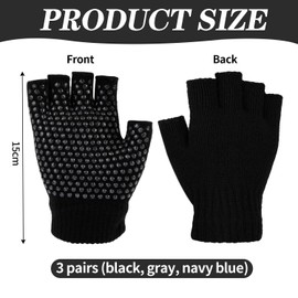 CQQNIU 3 Pairs Of Fingerless Gloves, Non-Slip Glue Gloves, Sports Gloves, Women'S Yoga Non-Slip Gloves, Breathable Gloves