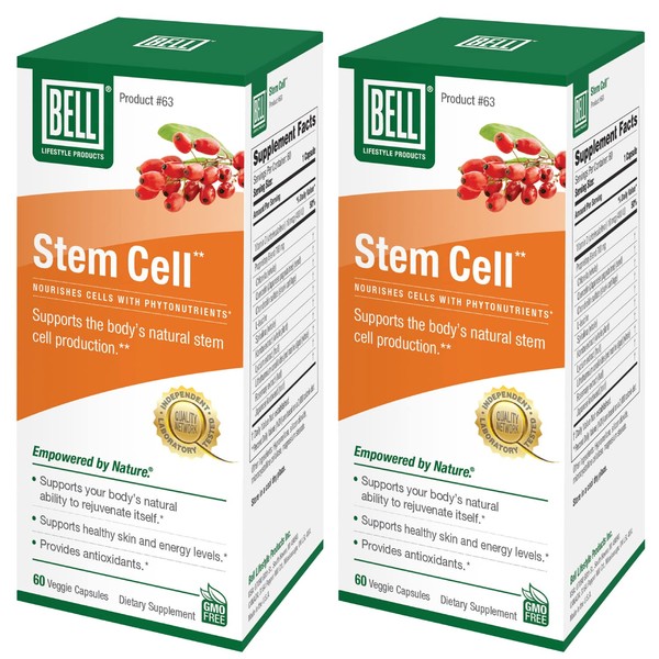 Bell Stem Cell Supplements - Supports Your Body's Natural Ability to Replace Worn Out Cells and Rejuvenate Tissue | Celulas Madres, Pack of 2 | 60 Capsules Each