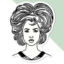 Medium 100mm 'Woman with Retro Haircut' Permanent Sticker Decal for Cars/Windows/Bins/Walls etc (DW00105585)