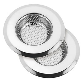 Kitchen Sink Drain Strainer, Premium Stainless Steel Rust-Proof Wide Rim Kitchen Drain Strainer Stopper Filter Basket for Kitchen Sinks (2 Pack)
