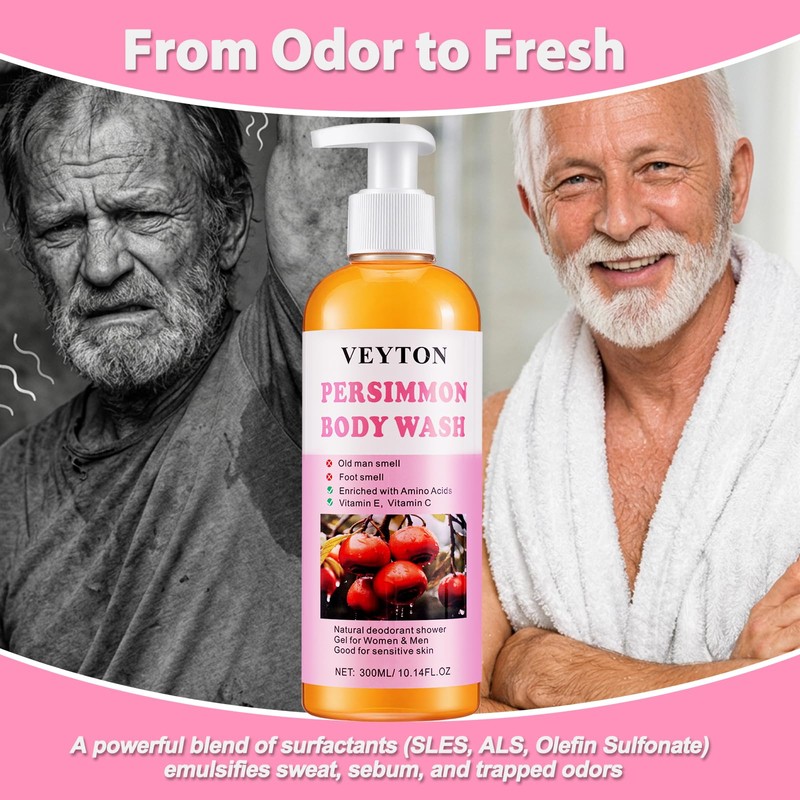 Persimmon Body Wash for Old People Smell, Persimmon Deodorant Bar