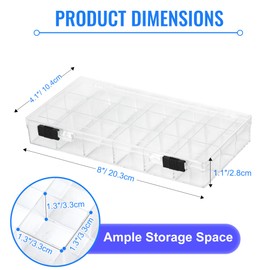 2PACK Double Buckle Storage Box Plastic Organizer Box, Embroidery DIY Art Craft Accessory for Beads Organizer, Art DIY, Fishing Tackles, Rock Collection (2Pack 18 Grids)
