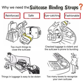 Trantranapa Cross-Shaped Luggage Connector Straps for Suitcases with Coded Lock Anti-Theft Suitcase Belts Vibrant Yellow Luggage Packing Strap with Name Tag Travel Helper(Main Yellow)