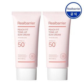 Real Barrier 리얼베리어 피치 핏 톤업 선크림 SPF 50+ PA++++ 50mlx2개 Real Barrier Peach Fit Tone-Up Sunscreen SPF 50+ PA++++ 50ml x 2