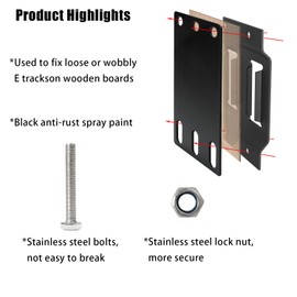 Fistihon 12-Pack Heavy Duty E Track Backing Plate, Black Powder Coated Mounting Back Plate, for E-Track&x-Track Rail Plate Kit, E Track Installation Plate Accessories Kit