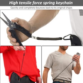 Fishing Lanyard, 8 Pieces Spiral Key Ring with Carabiner, Retractable Safety Fishing Plastic Spring Rope Anti-Lost for Keys, Pliers, Fish Tool