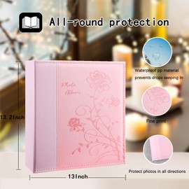 Artmag Photo Album 4x6 1000 Photos, Large Capacity Wedding Family Leather Cover Picture Albums Holds Horizontal and Vertical 4x6 photos with Black Pages(Pink)