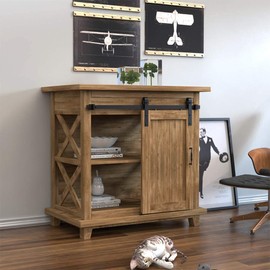 WINSOON 6.6FT Super Mini Sliding Barn Door Hardware Kit for Single Door Small TV Stands Wardrobe Cabinets, J Shape Hanger (NO Cabinet)