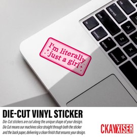 (3Pcs) I'm Literally Just A Girl Stickers Funny Cutesy Waterproof Vinyl Sticker for Laptop, Water Bottle, Tumbler, Accessory Hard Hat Birthday Gifts for Her Him 2 Inches