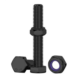 Drenky Stainless Steel Screws M8 Stainless Steel A2 V2A Self-Locking Nuts M8 x 50 mm Machine Screws Stainless Steel for Furniture, Cars, Bicycles, Ships, 3D Printing, Pack of 10, Black