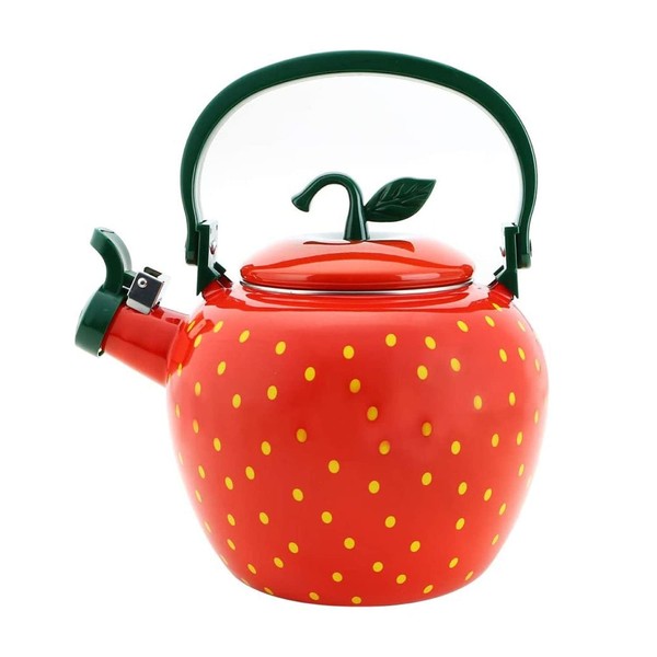 Whistling Tea Kettle for Stove Top Enamel on Steel Teakettle, Supreme Housewares Strawberry Design Teapot Water Kettle Cute Kitchen Accessories Teteras (2.3 Quart, Strawberry)