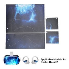VGEBY VR Glasses Skin Stickers,Protective Skin Decals PVC Removable Glasses Sticker Controller Skin Stickers for Quest 2 Accessories (Blue Fire ) Other Children'S Outdoor Toys