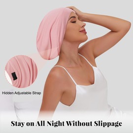 Kafteri 2 PCS Satin Silk Bonnet for Sleeping Women,Double Layer Hair Wrap Sleeping for Women Men, Silk Satin Lined Beanie Sleep Cap for Curly Hair Adjustable