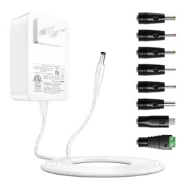 12V 3A Power Supply Adapter, 36W Class 2 Power Supply, ETL Listed DC 12 Volt AC Adapter with 8 Replaceable Tips, Cord Charger for LED Strip Lights, CCTV Camera, Router, Speaker, Monitor