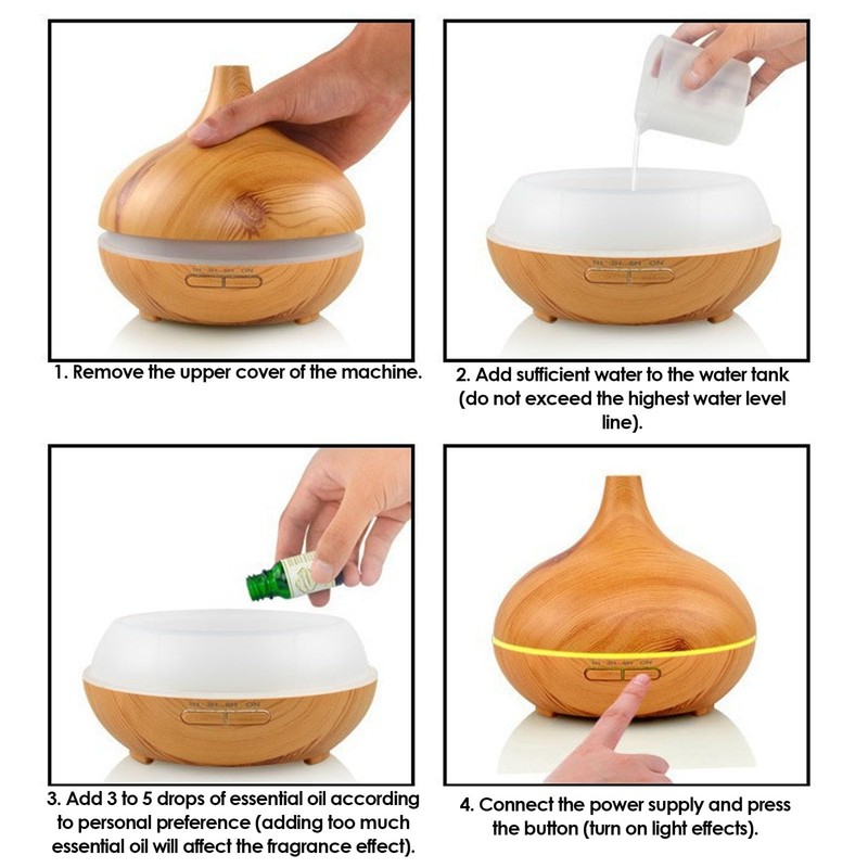 550ml Aromatherapy Diffuser Humidifier, Quiet Aromatherapy Mist Diffusers for Essential
