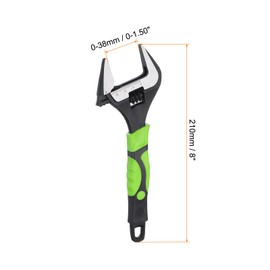 HARFINGTON Adjustable Wrench 8" CR-V Wrench Set Universal Spanner Wide Opening Jaw Phosphating for End and Plumbing Repairs, Black/Green