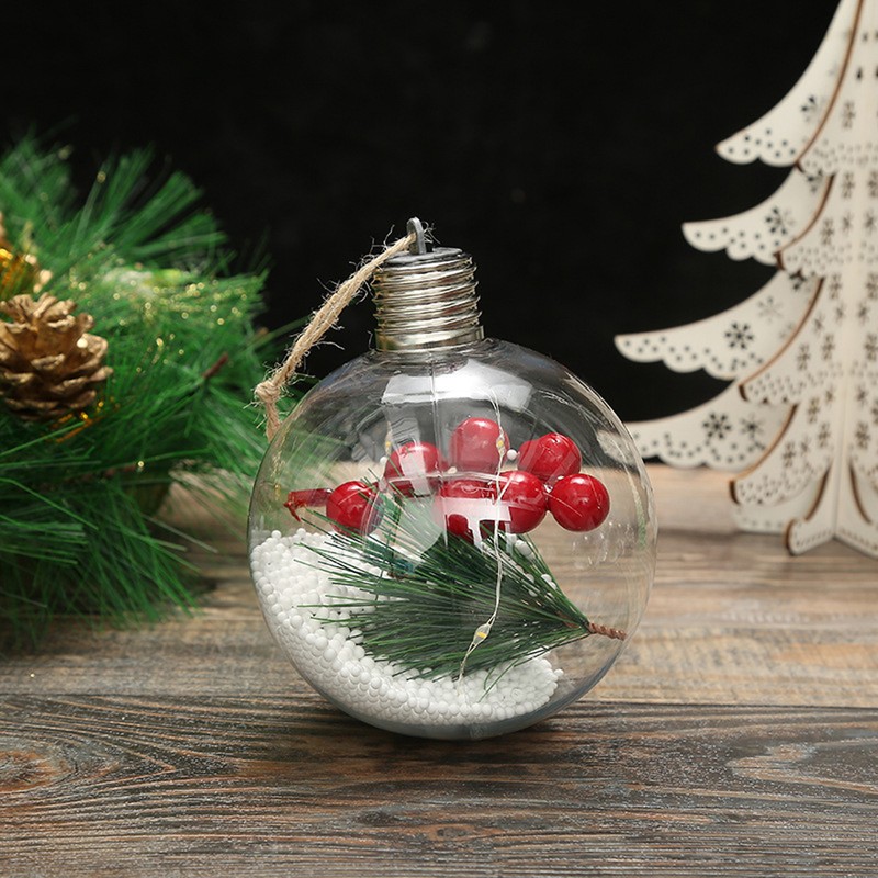 6Pcs Shining Christmas Balls with LED Light Pendants Refillable Ball
