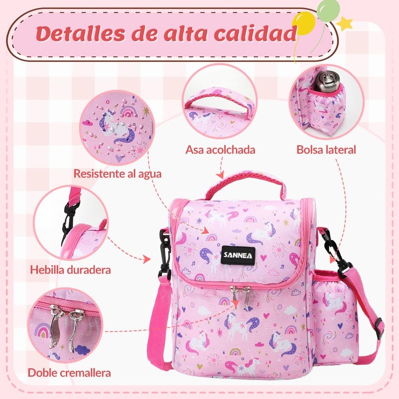 Nasjac Bolsa de Almuerzo para Niños Niñas, Loncheras Térmica Reutilizable
