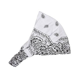 Motique Accessories White Wide and Stretchy Jersey Cotton Bandana Fitness Bikers Bandana Headwrap