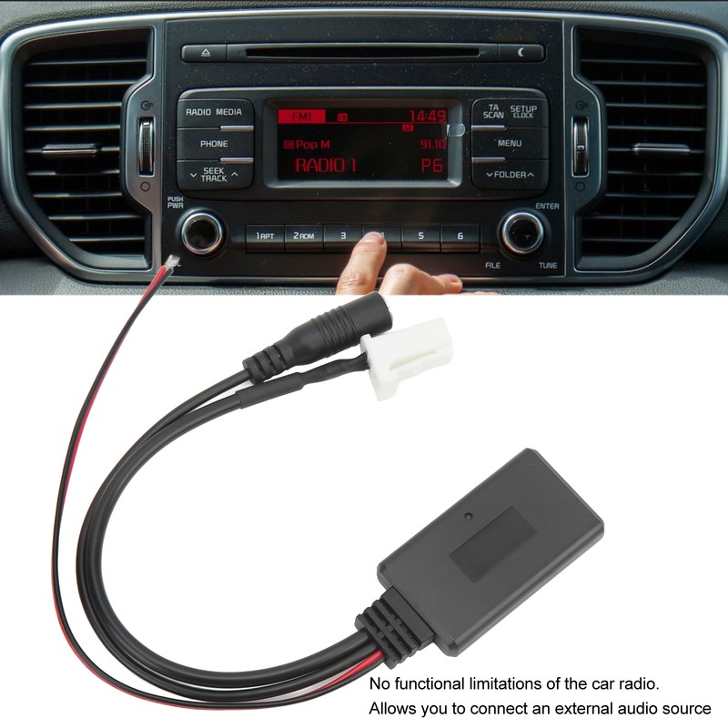 Car Bluetooth Audio Cable Adapter with Microphone Hands Free Replacement