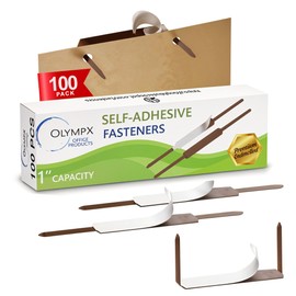 OLYMPX 100 Pcs of 1” Capacity Premium Self Adhesive Prong Paper Fastener Bases, 2.75 Inch Center for Paper File Clip Folder Accessories, 100 per Box