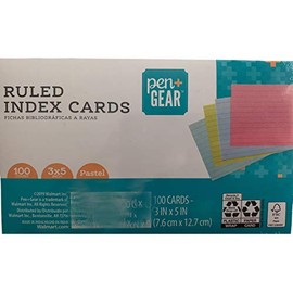 Pen + Gear Ruled Index Cards, Pastel, 3 in x 5 in, 100 Count