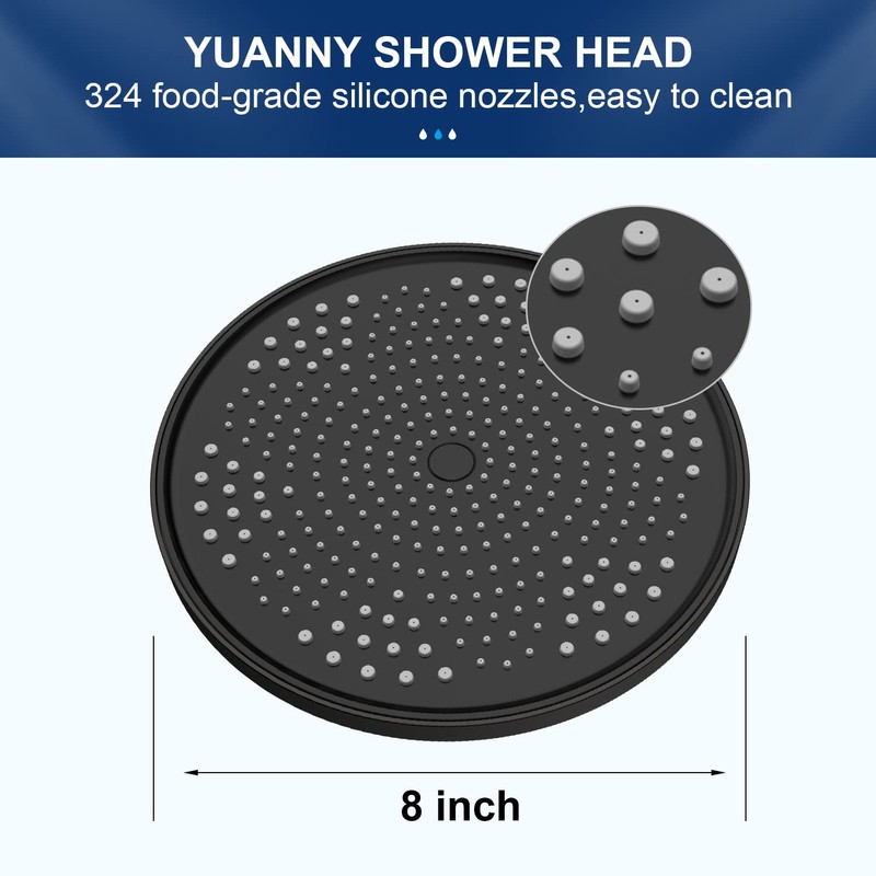 Rain Shower Head 26CM Rainfall Shower Head Overhead Replacement, Fixed