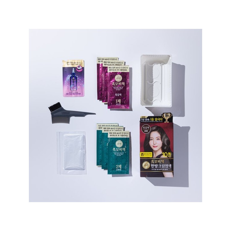 Heukmobi-chak 리엔 흑모비책 크림염색2입(흑갈색) Rien Black Hair Dye Cream Set