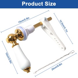 ProChosen Ceramic Toilet Flush Handle, Toilet Flush Handle Replacement Universal Fit Toilet Cistern Handle Chrome Plated Replacement Handle Cistern Lever for Toilet Cistern Tank Lever(Golden)