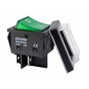 Rocker Switch Green with Waterproof Cover, 30 A 250 ~