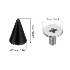 sourcing map 50 Sets Spikes and Studs, 7 x 10mm Cone Spikes Screw Back Studs Rivets, Cone Punk Spikes Rivet for Clothing Belts Bags DIY Leather Crafts, Black