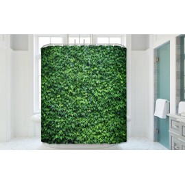 Simpomsy Green Leaf Wall Outdoor Garden Theme Shower Curtain Outdoor Shower Curtain For Garden Summer Garden Decoration Bath Curtain With 12 Hooks 200x180cm