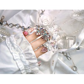 1122 Lovely Wedding Nails Nail Queen Handmade Nail Tips ✨ - Long Almond /  1122러블리한웨딩네일네일퀸 수제네일팁 ✨ - 롱아몬드