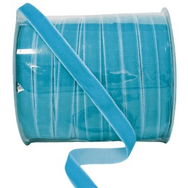 Abbaoww 50 Yards Light Blue Velvet Ribbon 5/8 Inch Single Face Velvet Ribbon for Christmas Wreath Decoration Gift Wrapping DIY Project Bow Making (Light Blue, 5/8 Inch)