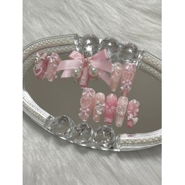 Pink Core Soft Handmade Nail Tips - Almond (Parts may vary depending on length) (-1,000 won) / 핑크코어 소프트 수제네일팁 - 아몬드(길이감으로파츠변경될수있습니다) (-1,000원)