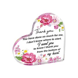 Tabanzhe Thank You Gift-Acrylic Heart Shaped Plaque Desktop Decoration Thank You Present for Women Men Family Teachers Friends Colleagues Christmas Birthday(Style A)