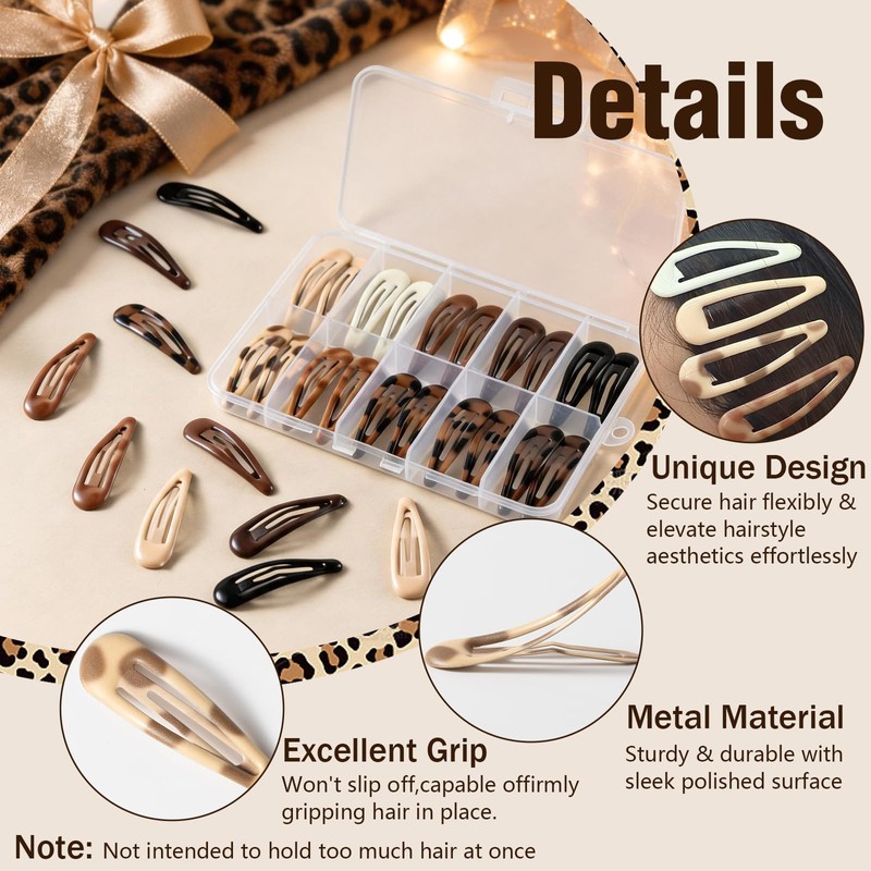 50 PCS Small Snap Hair Clips, Non Slip Metal Small