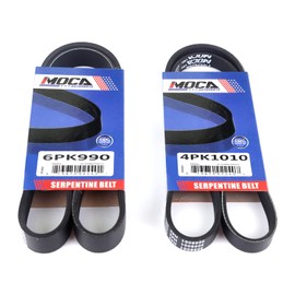 MOCA 6PK990 & 4PK1010 EPDM Serpentine Belt fits for Honda 2004-2005, 2002 Civic Si Sedan 4-Door 1.7L, 2001-2005 Civic GX Sedan 4-Door 1.7L, 2001-2005 Civic HX Coupe 2-Door 1.7L, and More