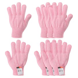 PATIKIL Cut Resistant Gloves, 4 Pair Level 5 Protection Anti Cutting Gloves Cut Proof Gloves for Kitchen Wood Carving Working, Small, Pink