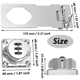 Aiareozy Sicherheitsüberfalle mit Schloss, Schloss Mit Zahlencode, Türriegel, Schrankschloss, Schlossriegel, Schrank Schloss, Zahlenschloss 3 Stellig für Kleine Türen in Schränken, Schubladenschrank