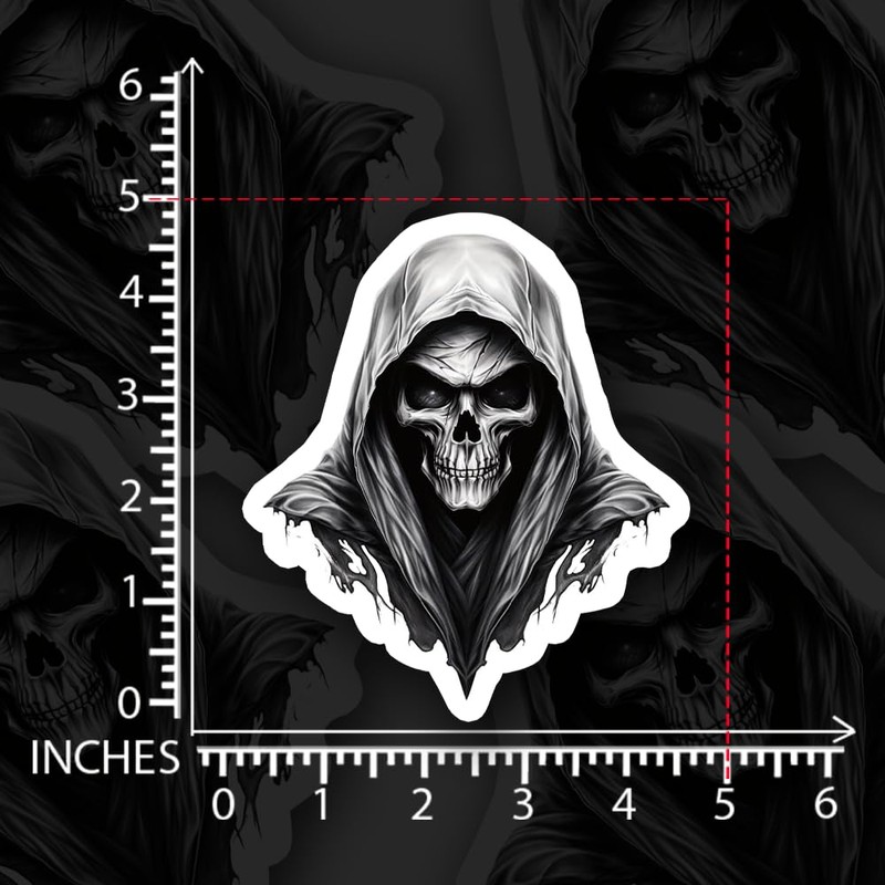 3Pcs Grim Reaper Death Skull Vinyl Decal Bumper Sticker 5