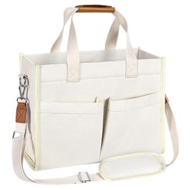 MIAOJIE Tote Bag for Women, Canvas Tote Bag with Pockets Laptop Work Crossbody Purse Travel Bags with Shoulder Strap Everyday Satchel Shoulder Handbags - Pink